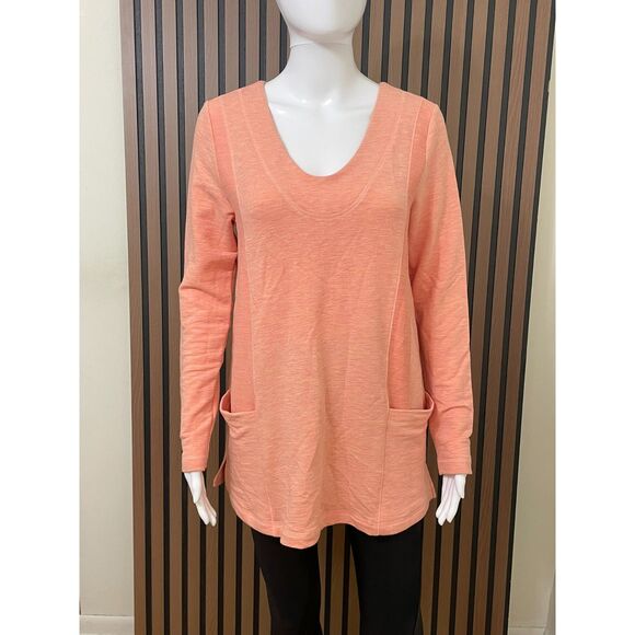 Soft Surroundings Women's XS Pink Sweater Cotton Pullover Boho Stretch Pockets - Picture 1 of 10